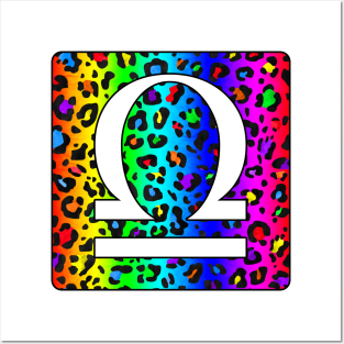 Libra Zodiac Horoscope Rainbow Leopard Print Square Monogram Posters and Art